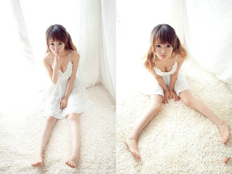 性感少女滑落的肩带-6