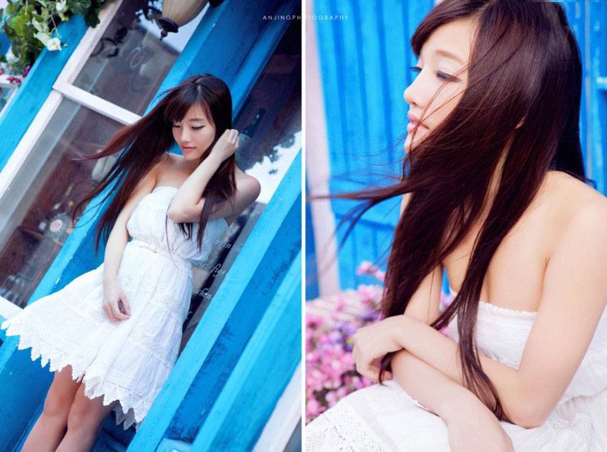 夏日微风吹起的撩人长发-3