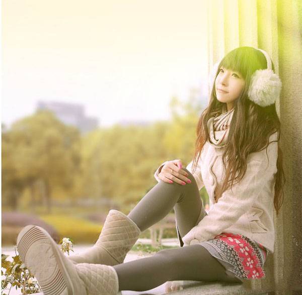 冬日温暖的午后阳光女孩可爱写真-4