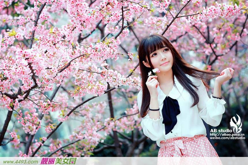 小清新气质美女文文樱花树下写真-2