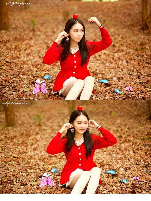 深林红衣少女如精灵般闪耀动人-6