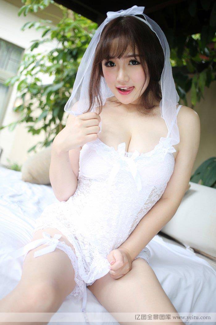 美媛馆性感新娘白色婚纱童颜巨乳系列-10