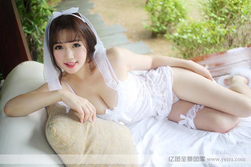 美媛馆性感新娘白色婚纱童颜巨乳系列-19
