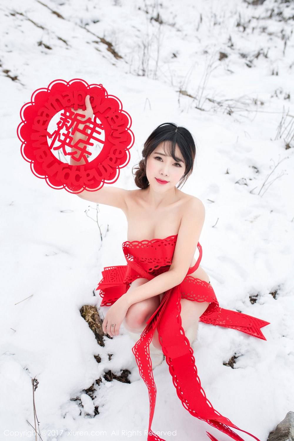 秀人网美女模特兜豆靓冰天雪地新年贺岁-37