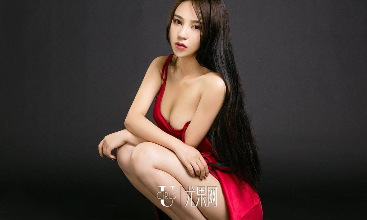 尤果网美女模特大安妮红色吊带裙无尽性感-22