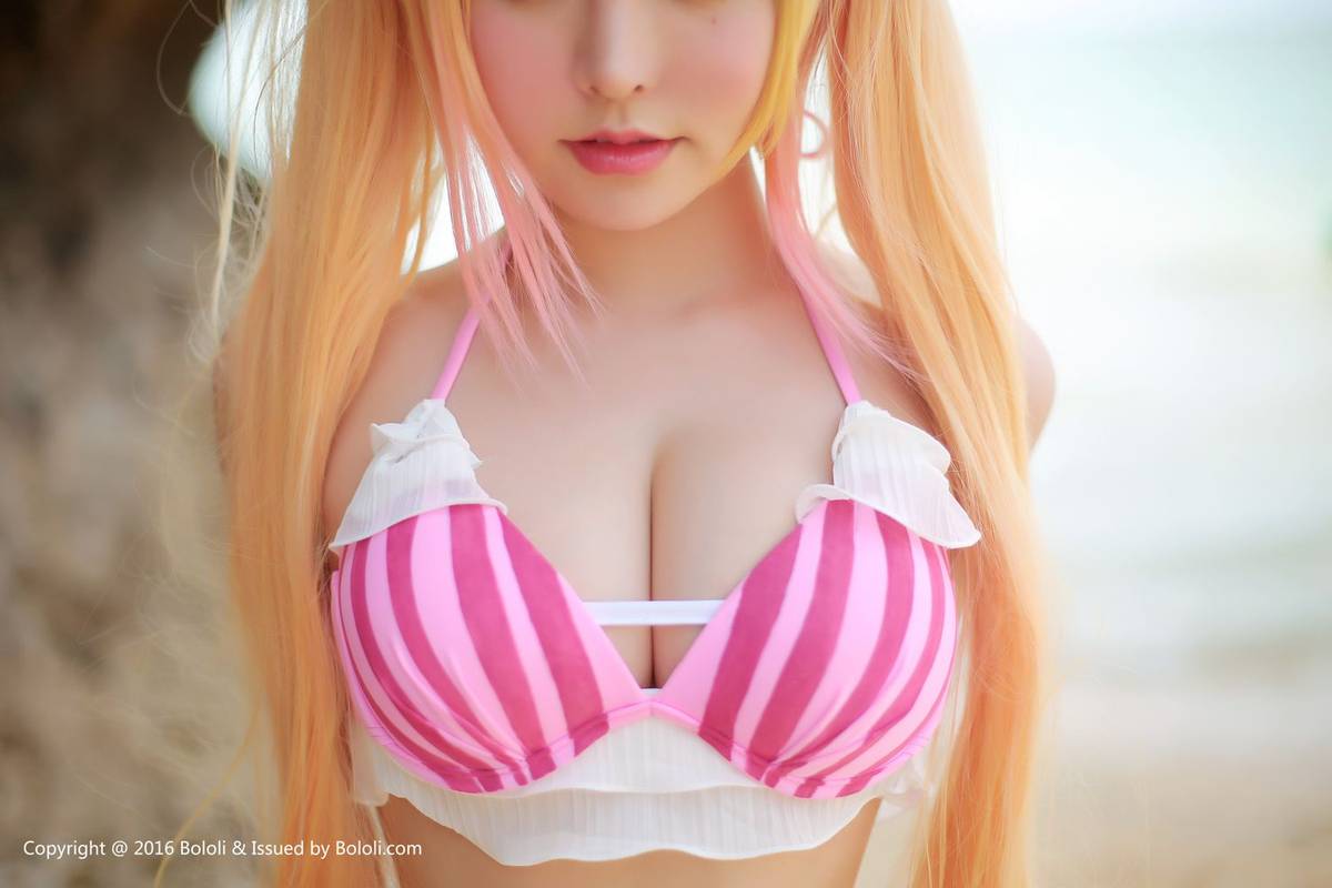 菠萝社姐妹花柳侑绮&夏美酱童颜巨乳沙滩比基尼写真-26