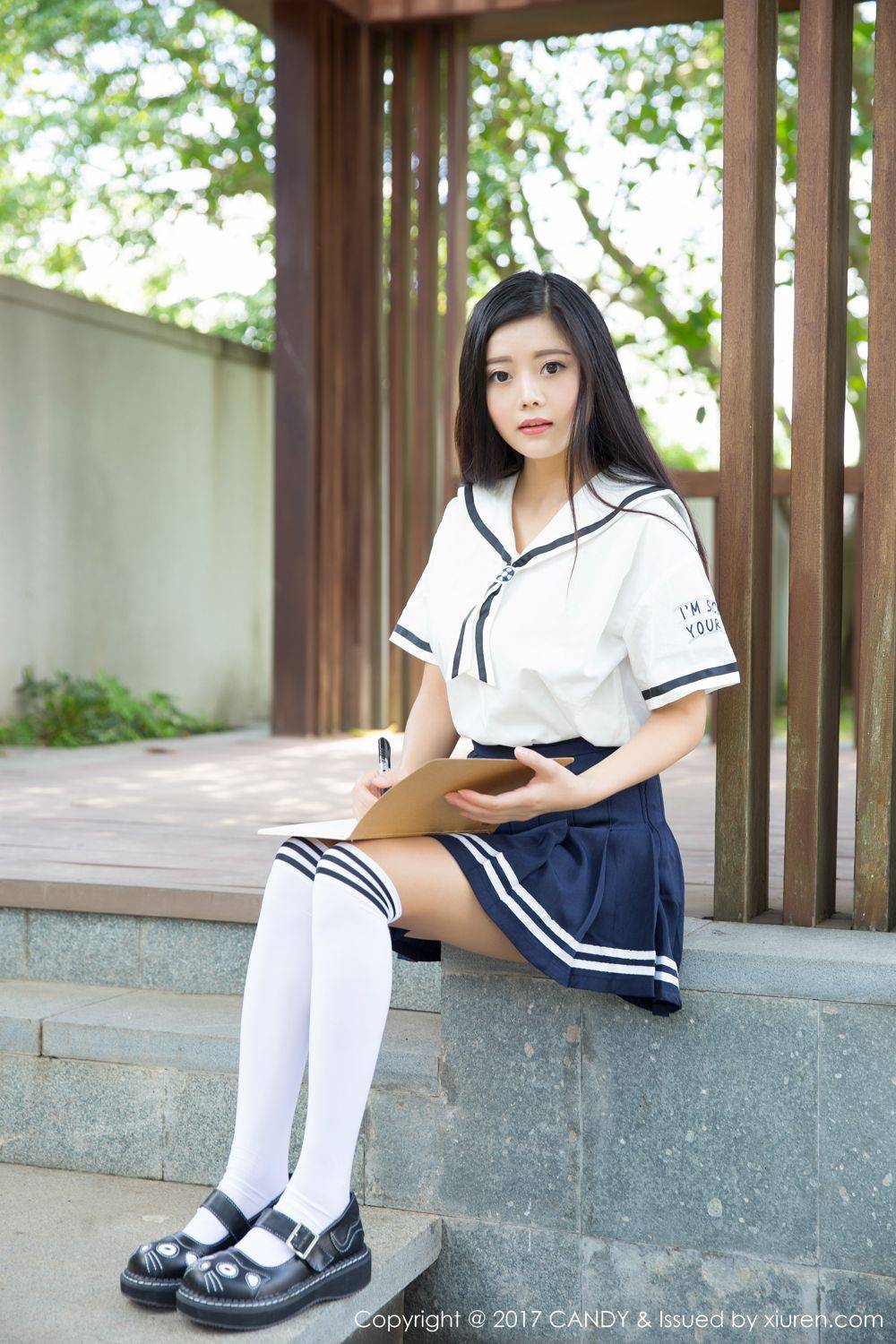 糖果画报混血学妹林美惠子Mieko清新校服制服诱惑-32