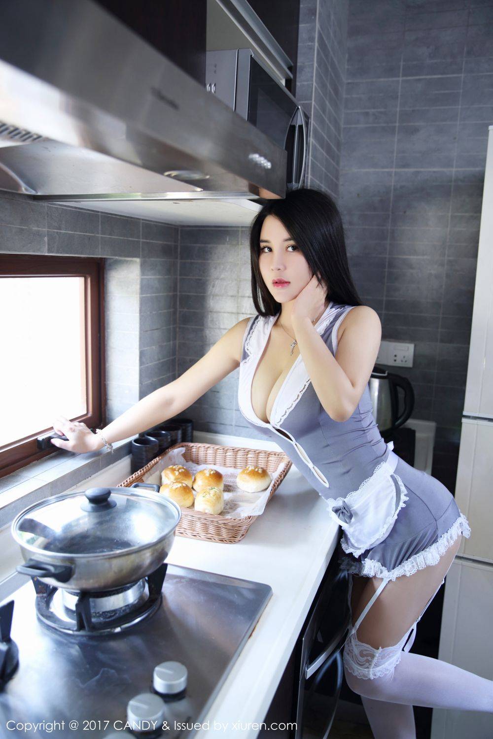 糖果画报SukkiQ可儿厨娘浴室吊带内衣美臀诱惑十足-13