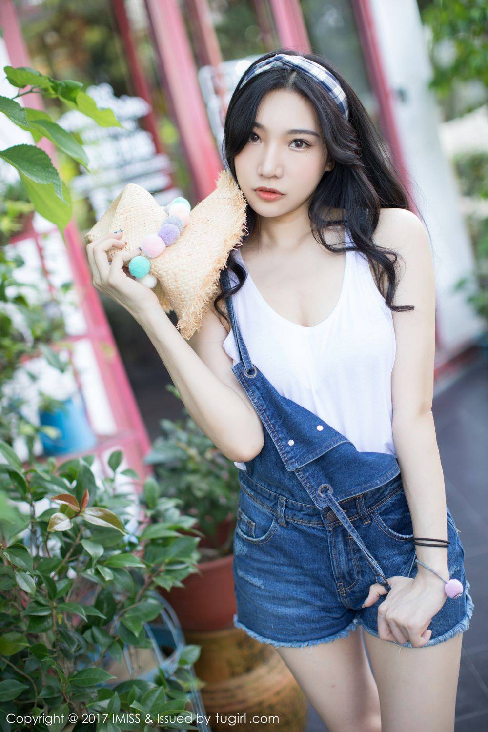 爱蜜社美女模特小狐狸Sica室外牛仔短裤小清新街拍-5