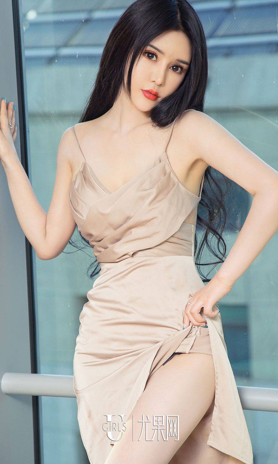 尤果网冷艳美人安可可紧身长裙高开叉内衣诱惑-7