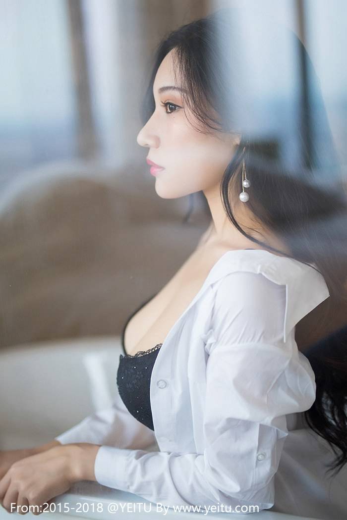 爱蜜社气质模特小狐狸Sica白衬衫黑色内衣诱惑福利-7