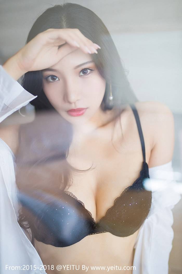 爱蜜社气质模特小狐狸Sica白衬衫黑色内衣诱惑福利-17