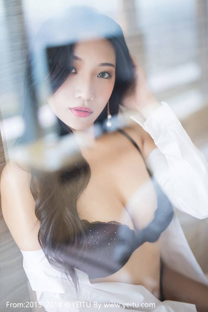 爱蜜社气质模特小狐狸Sica白衬衫黑色内衣诱惑福利-19