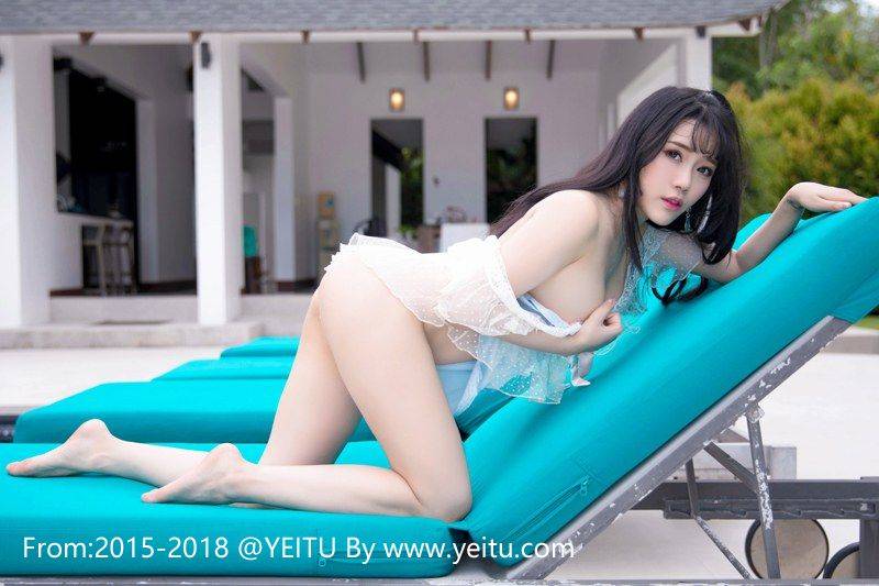 爱蜜社美女模特兜豆靓童颜巨乳蕾丝薄纱泳衣长滩旅拍-51