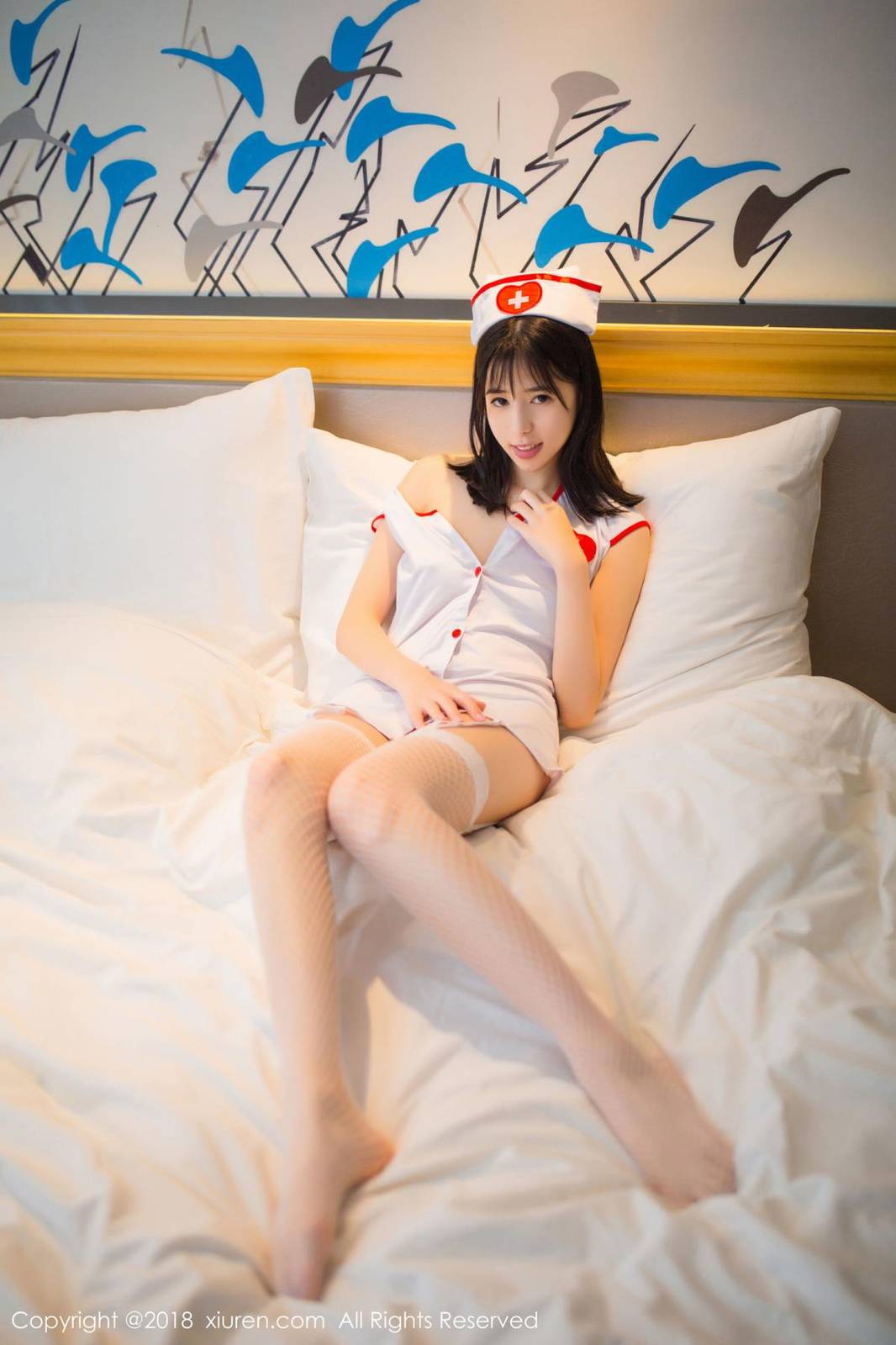 秀人网美女模特Ellie艾栗栗护士装制服粉色内衣诱惑写真-5