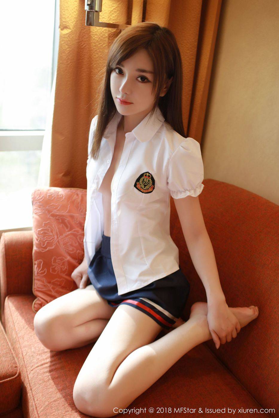 模范学院美女模特韩子萱mm英伦衬衫校服制服诱惑性感写真-6