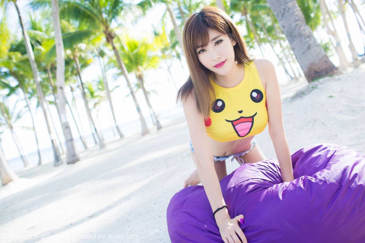 爱蜜社性感美女程小烦不烦皮卡丘比基尼薄荷岛诱惑旅拍-40