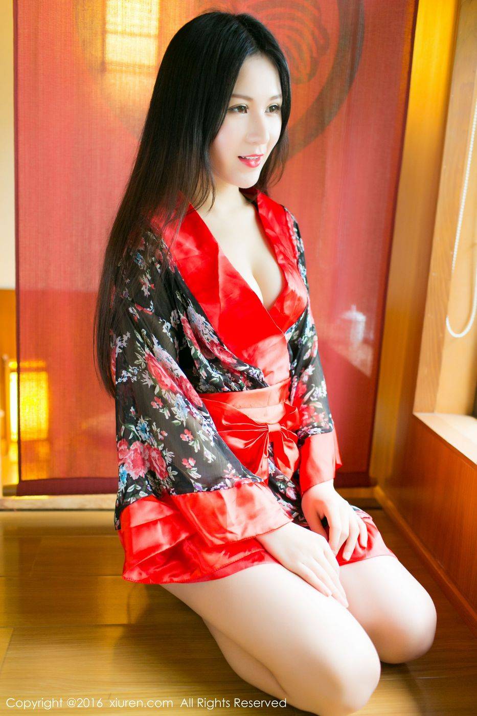 秀人网性感女神唐雨辰TYC和服美胸长腿珠海御温泉旅拍-19