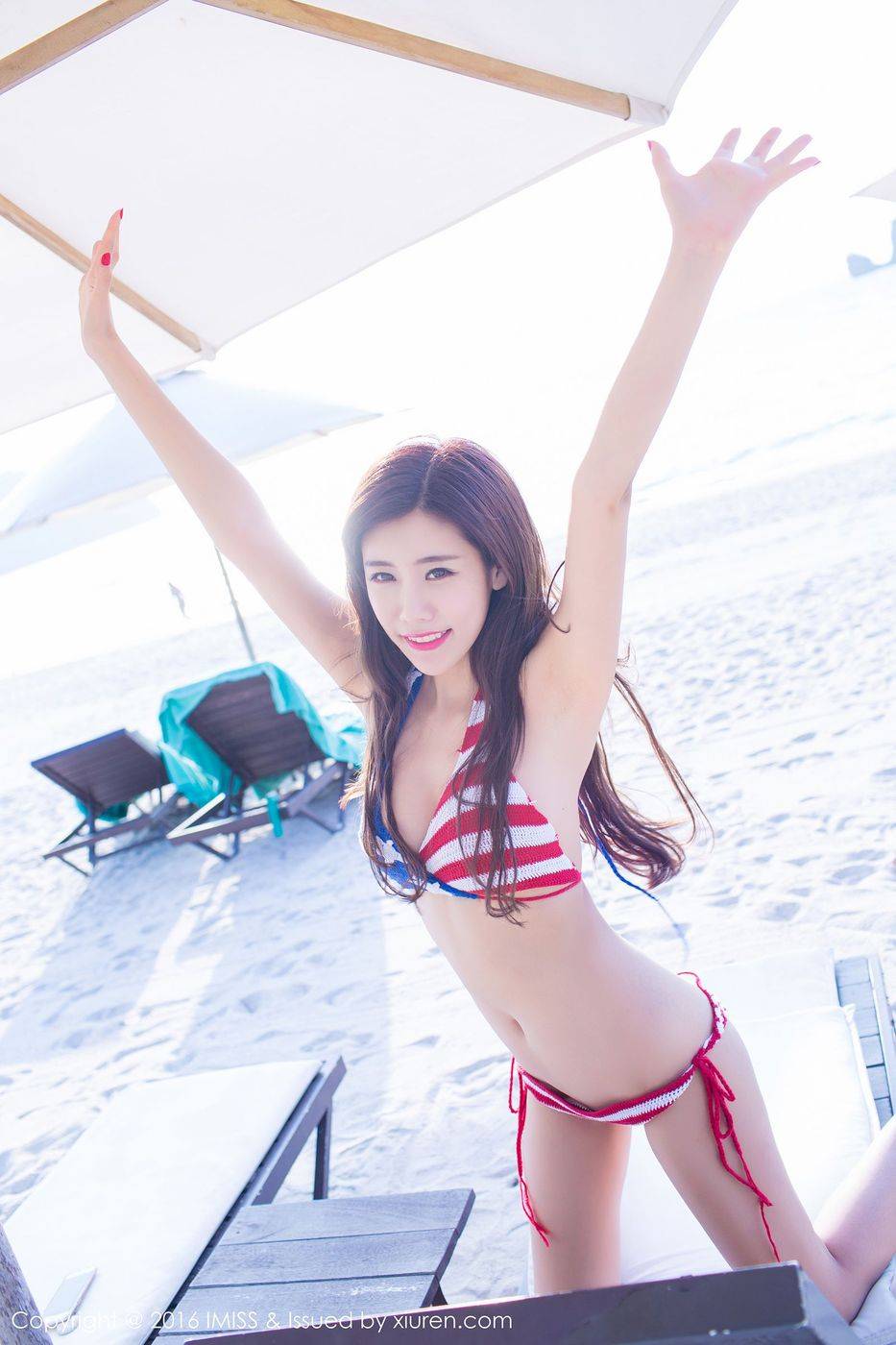 爱蜜社性感美女程小烦不烦比基尼白衬衫兰卡威制服旅拍-11