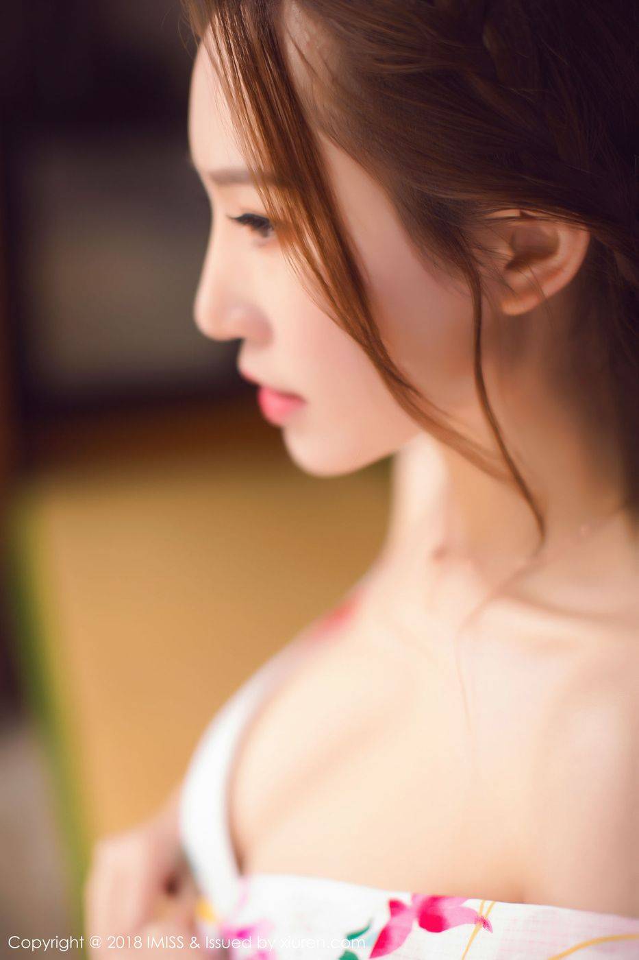 爱蜜社新人模特katrina浅紫色和服职场OL黑丝美腿首套写真-25