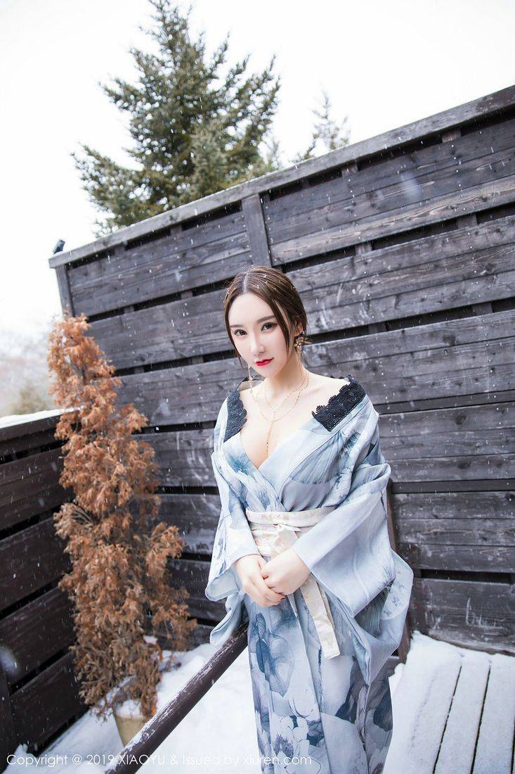 秀人网性感女神周于希Sandy和服爆乳极品身材北海道旅拍写真-14