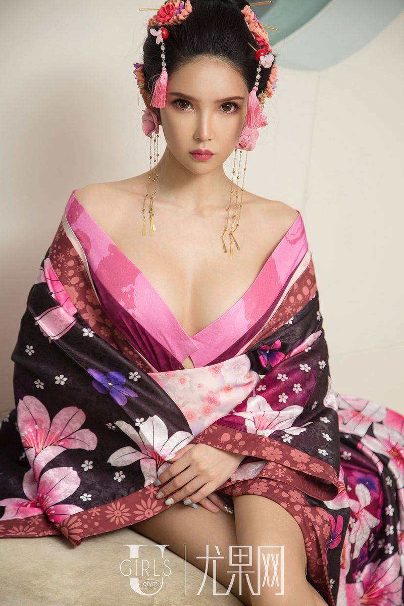 尤果网冷艳美女尤果球球日式和服艺伎真空内衣诱惑美图-39