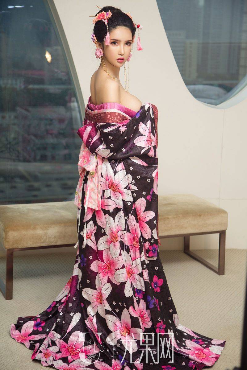 尤果网冷艳美女尤果球球日式和服艺伎真空内衣诱惑美图-40