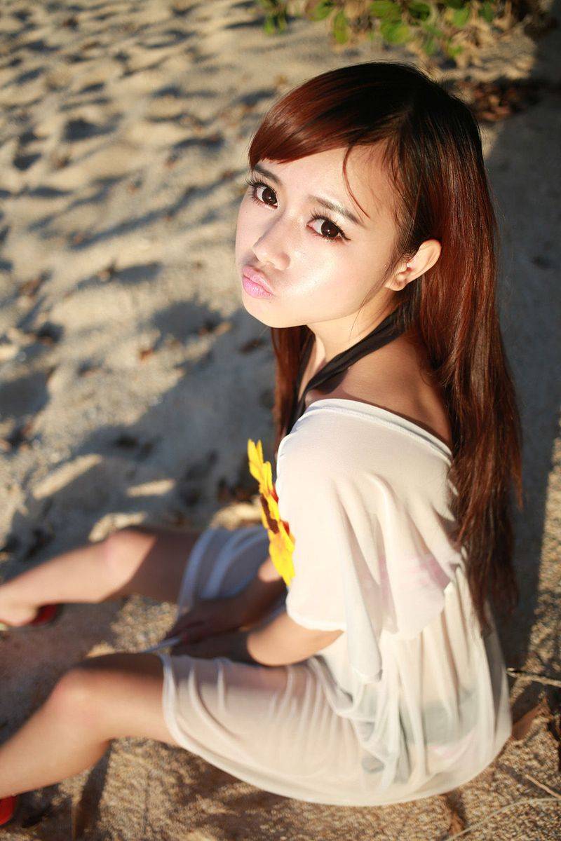 美媛馆性感美女Toro羽住比基尼黑色情趣内衣海南三亚旅拍-28