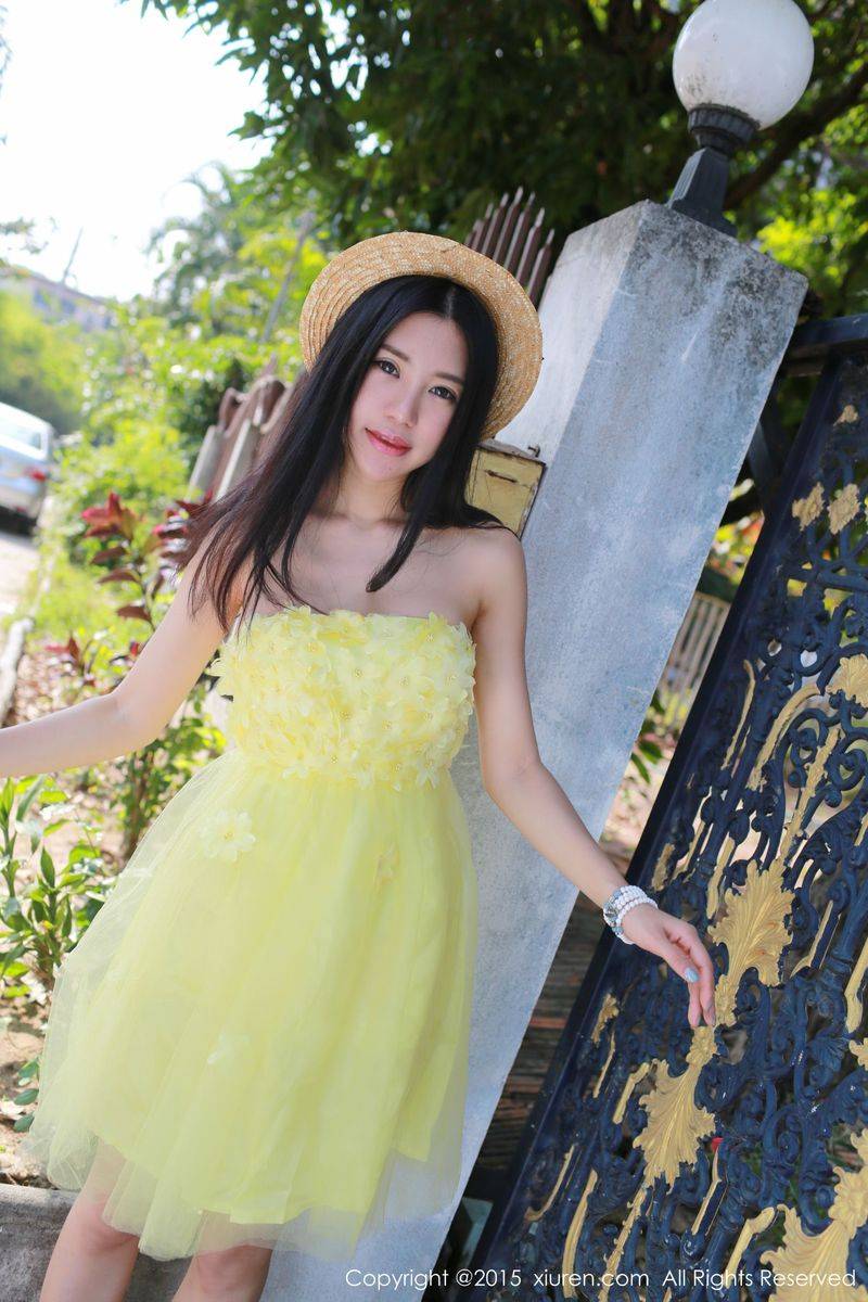 美媛馆性感尤物绮里嘉ula黄色长裙泳池内衣诱惑泰国写真-14