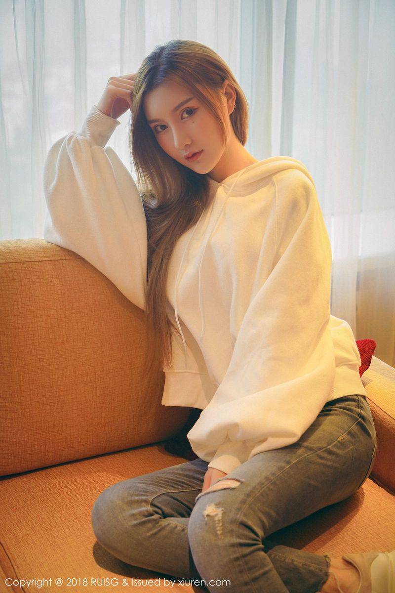 秀人网美女模特M梦baby长发飘飘牛仔长裤柔情私房写真-2