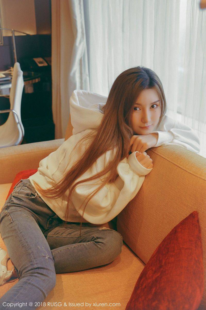 秀人网美女模特M梦baby长发飘飘牛仔长裤柔情私房写真-15