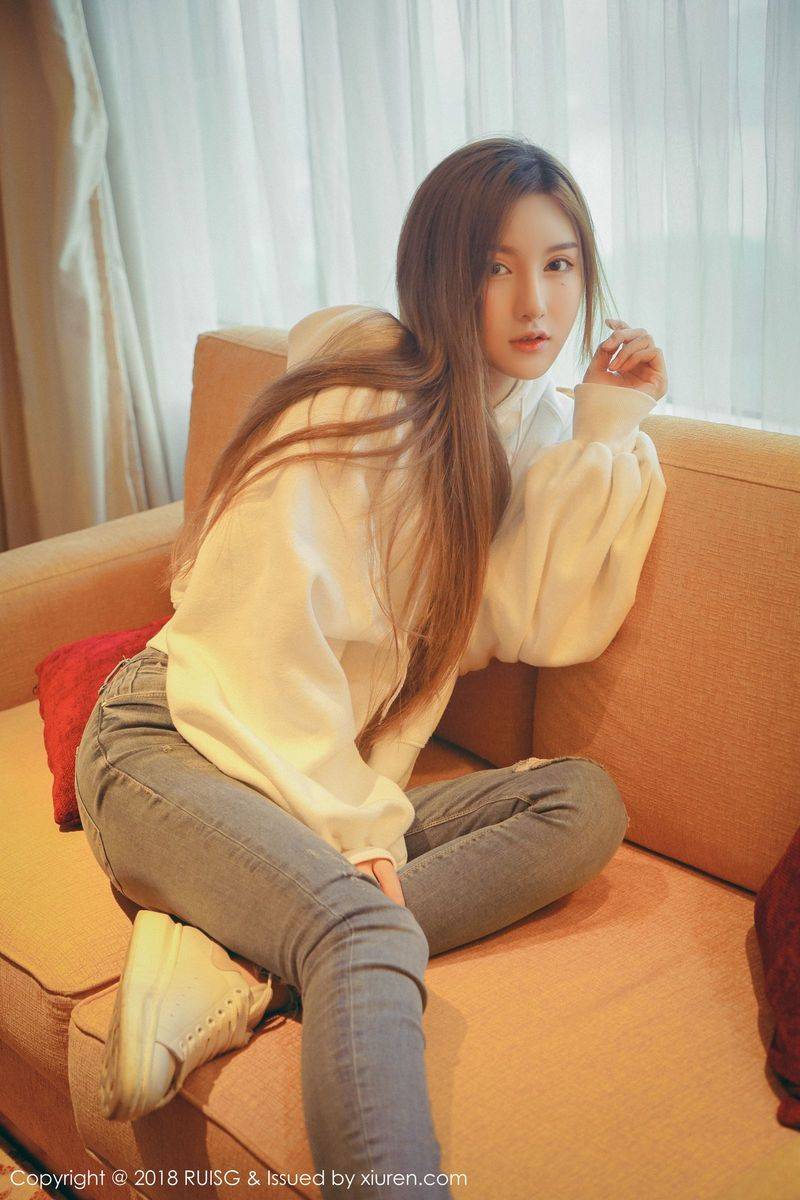 秀人网美女模特M梦baby长发飘飘牛仔长裤柔情私房写真-14