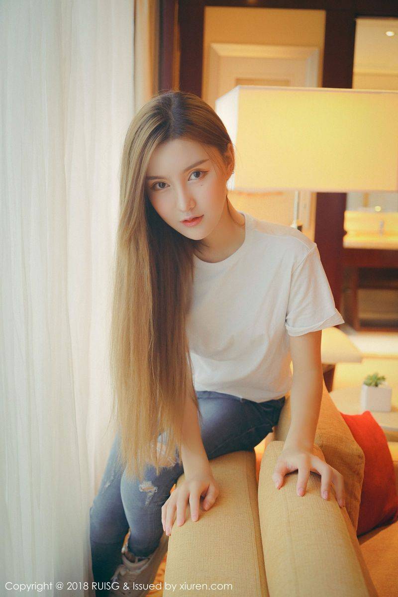 秀人网美女模特M梦baby长发飘飘牛仔长裤柔情私房写真-22