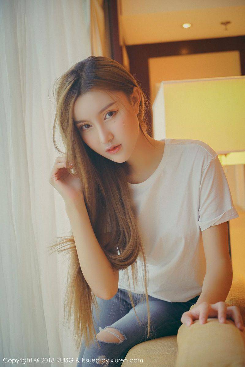 秀人网美女模特M梦baby长发飘飘牛仔长裤柔情私房写真-23