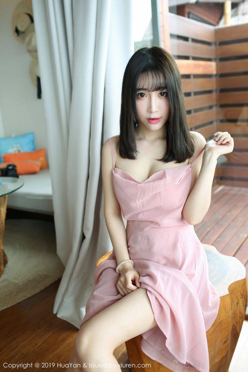 花の颜美女模特绯月樱Cherry粉色长裙诱惑马尔代夫旅拍-2