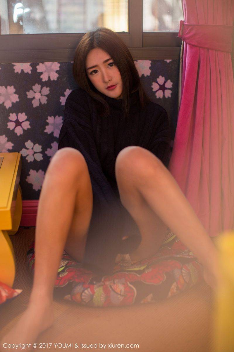 尤蜜荟美女模特周琰琳LIN针织毛衣内衣诱惑情迷私房美图-11