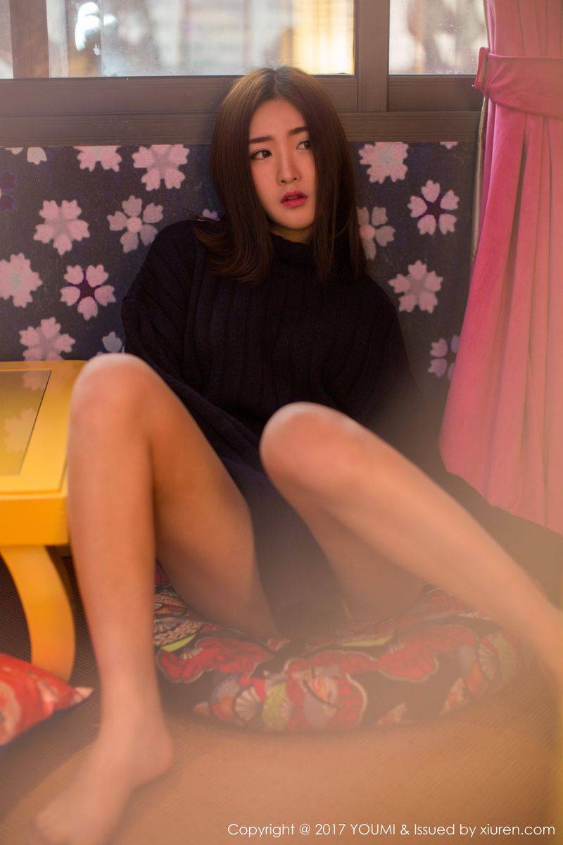 尤蜜荟美女模特周琰琳LIN针织毛衣内衣诱惑情迷私房美图-12