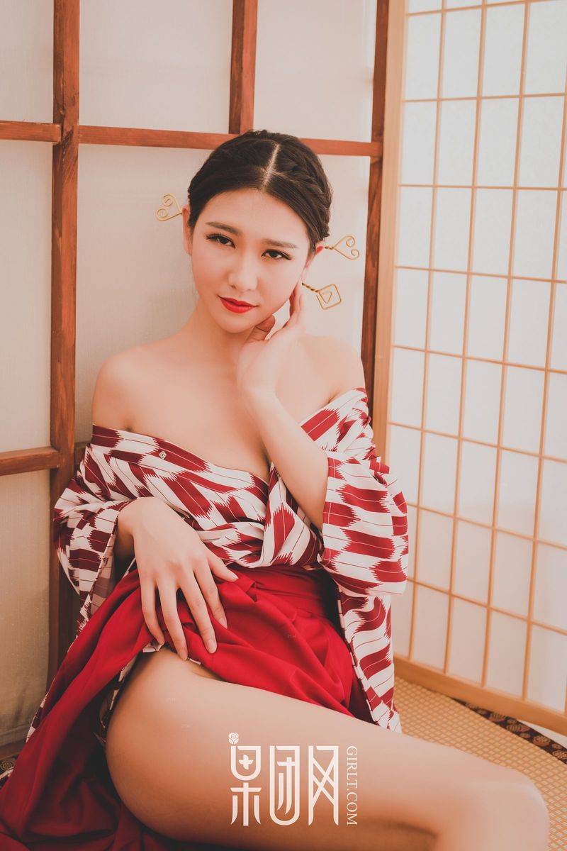 果团网性感萌妹子糖果儿妖娆和服修长美腿诱惑翘臀套图-25