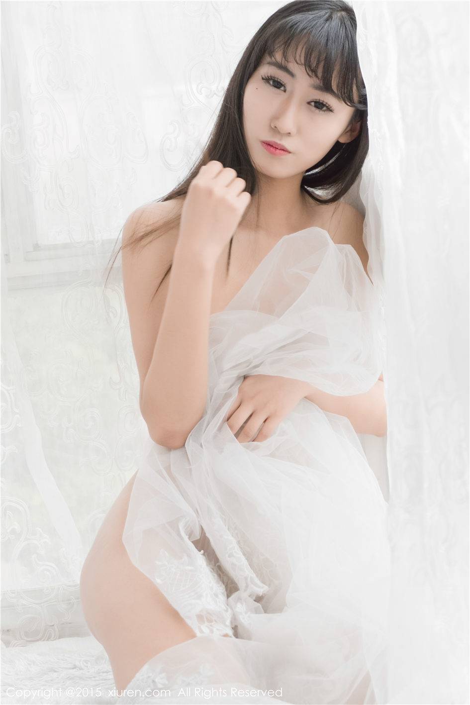 美媛馆新人嫩模素素subaby白纱遮胸双马尾情趣内衣写真-40