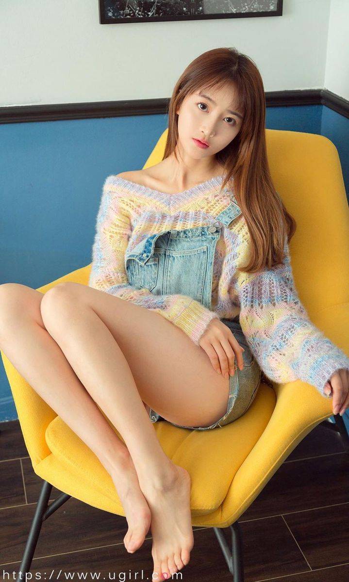 尤果网美女模特小汐xx心动粉色套装&诱人背带短裤养眼写真-26