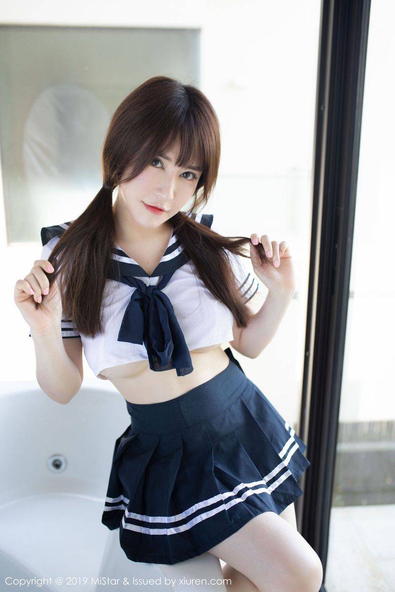 魅妍社新人模特夏希子双马尾清纯校服系列首套大尺度写真-13