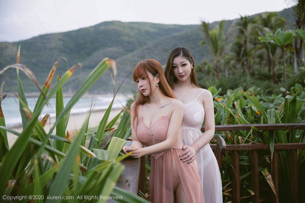 秀人网性感姐妹花王雨纯&妲己_Toxic蕾丝长裙娇艳三亚旅拍-20