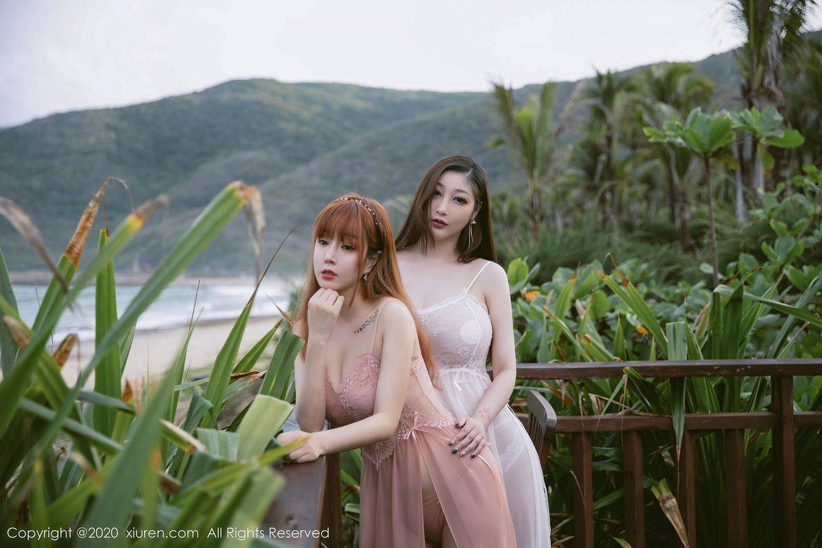 秀人网性感姐妹花王雨纯&妲己_Toxic蕾丝长裙娇艳三亚旅拍-21