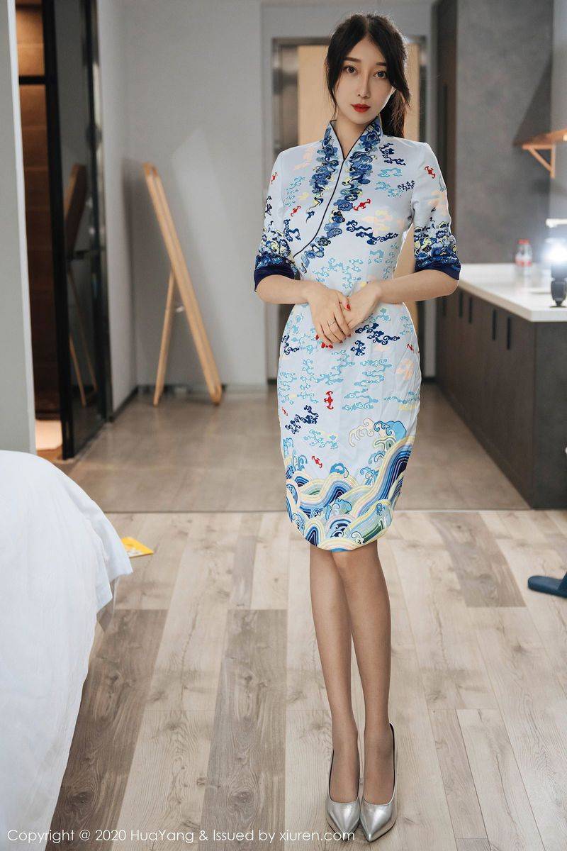 花漾Show新人模特玥儿玥er典雅旗袍修长美腿私房魅惑写真-68