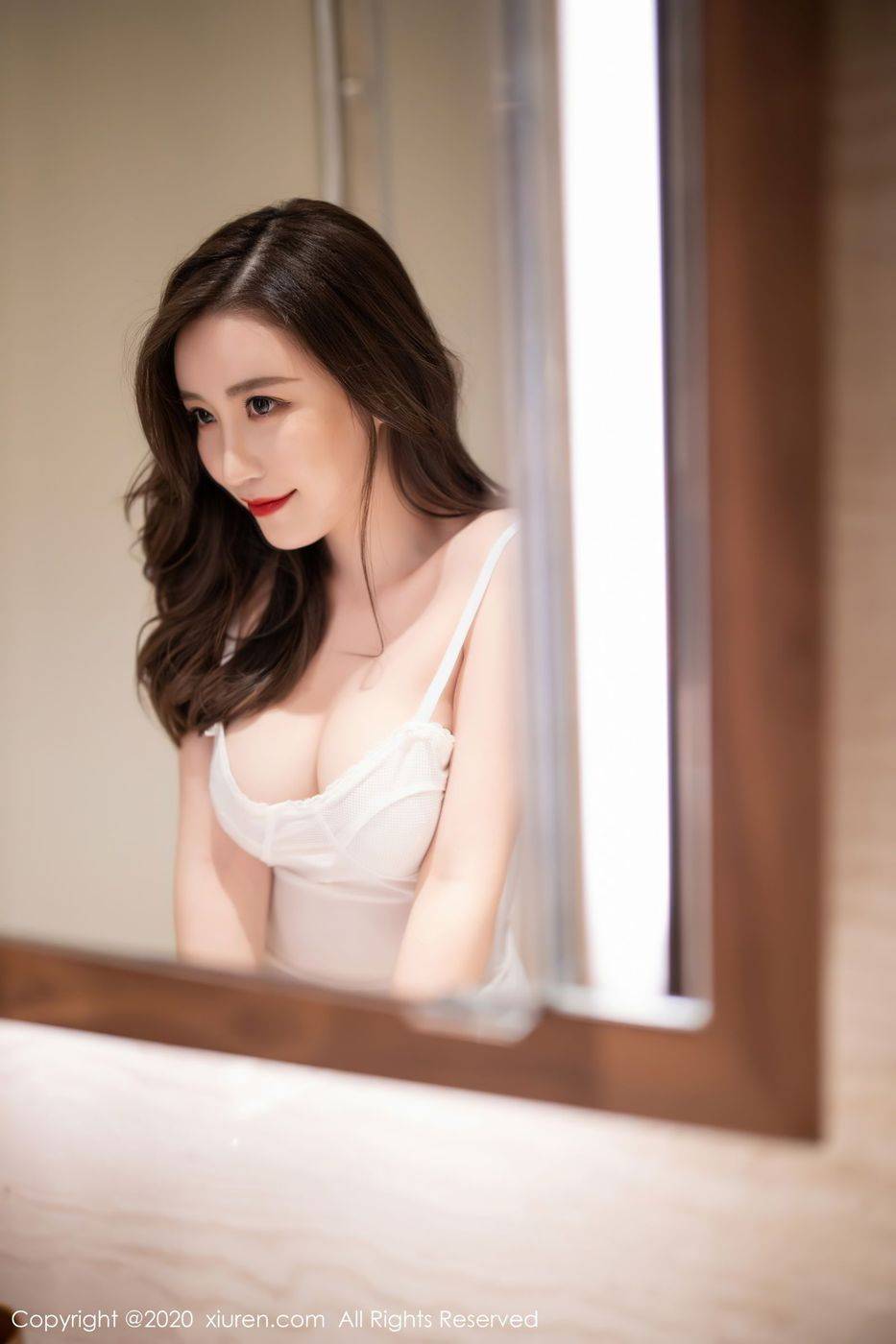 秀人网性感女神绯月樱Cherry白色吊带粉透视觉浴室婀娜写真-78