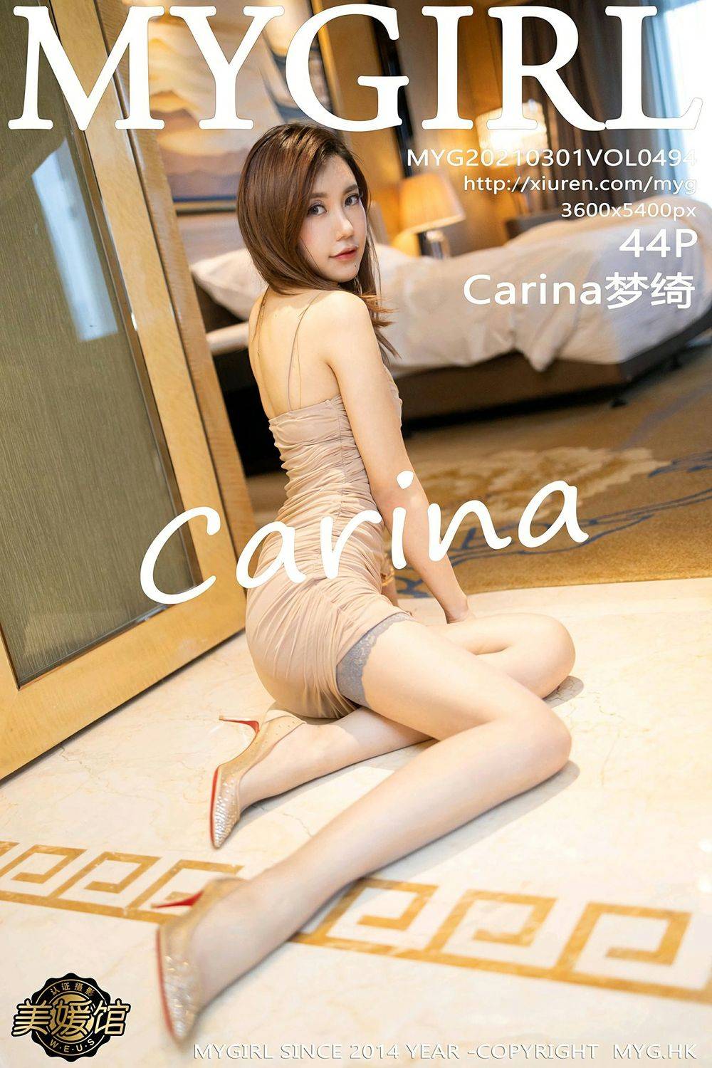 美媛馆性感女神Carina梦绮典雅吊裙丝袜美腿极致朦胧写真