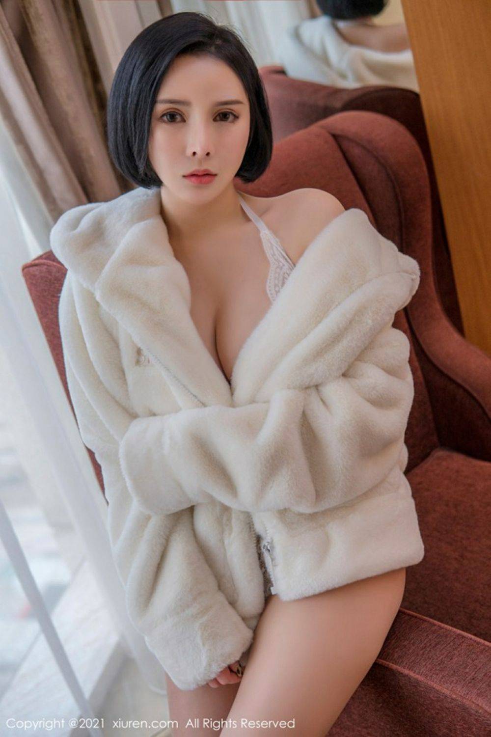 秀人网90后新人嫩模金悦汐蕾丝胸衣蜜桃圆臀丝袜系列写真-7