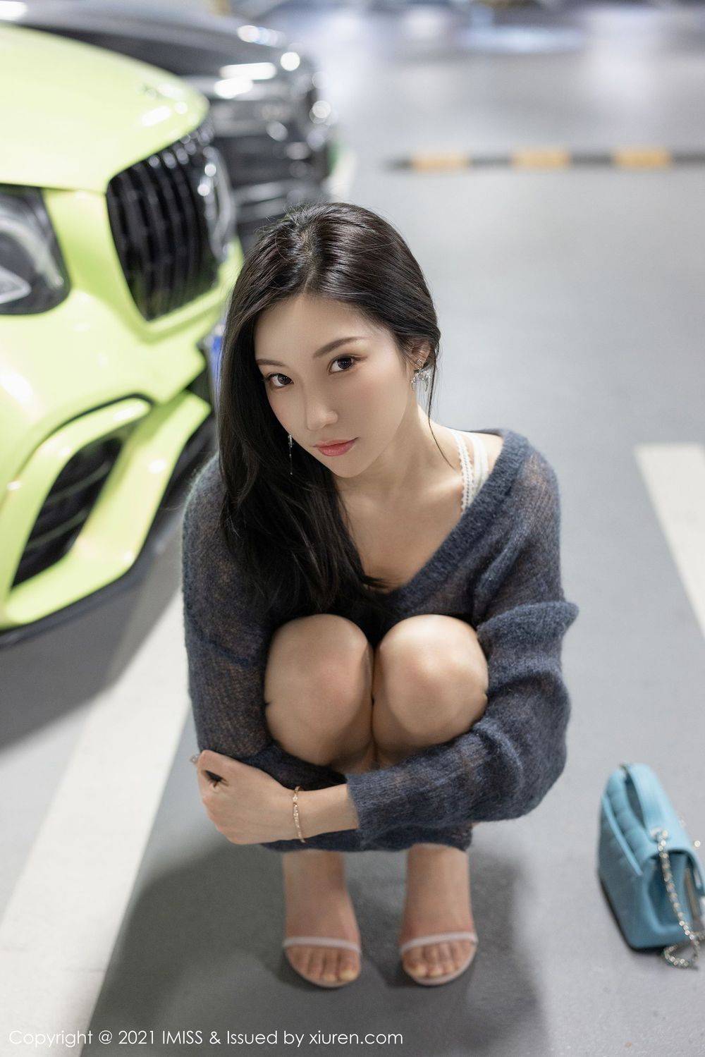 爱蜜社性感女神小狐狸Sica超短牛仔裤修长美腿系列时尚街拍-22