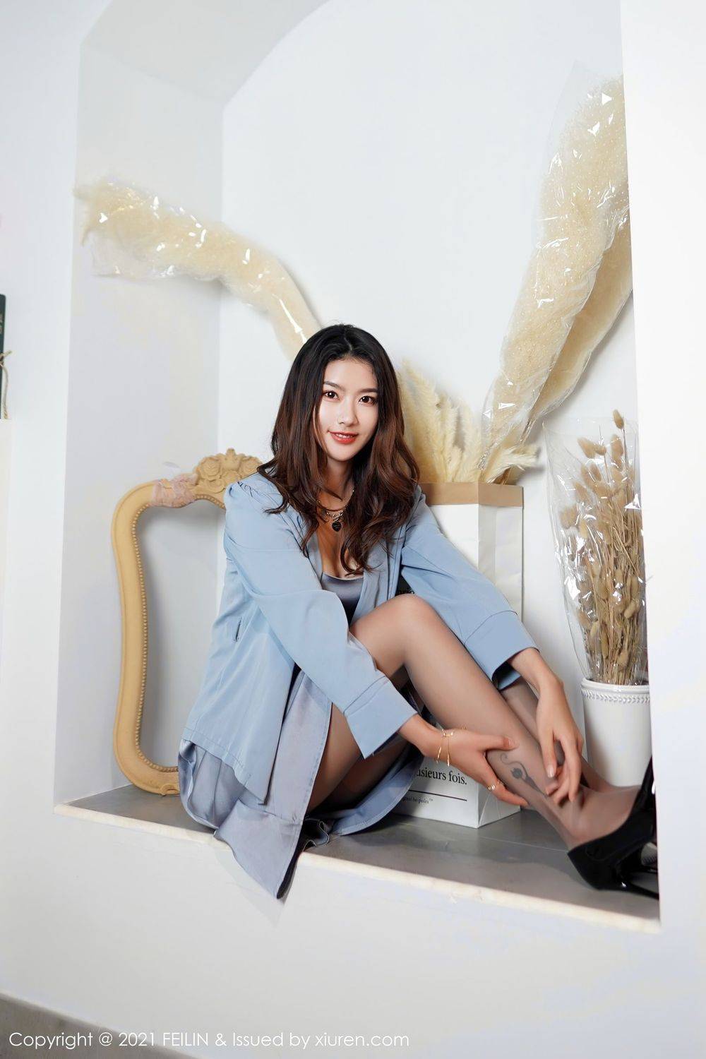 嗲囡囡美女模特方子萱黑丝美腿亭亭而立内衣诱惑系列写真-43