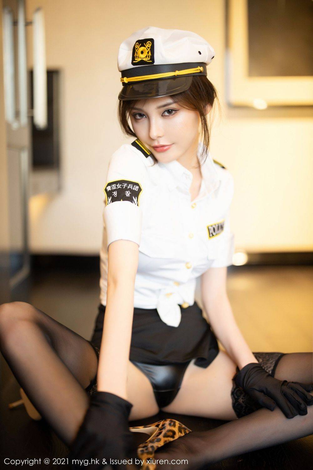 美媛馆美女模特小夕juju黑丝美腿警花制服内衣系列性感写真-27